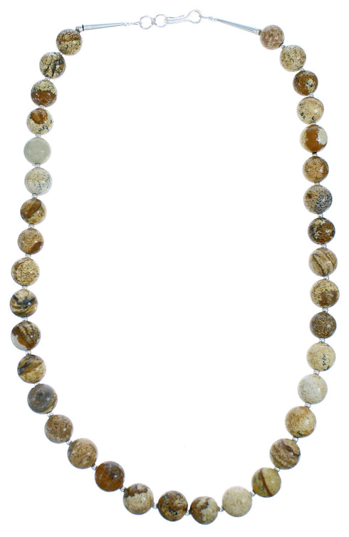 Picture Rock And Genuine Sterling Silver Bead Necklace SX115267